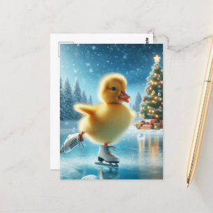 Cartão Postal Pato de Natal com Pato de Gelo