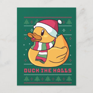 Cartão Postal Pato Engraçado e Bonito Faz Feliz Pato De Natal O
