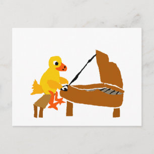Cartão Postal Pato Engraçado Tocando Piano Arte