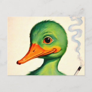 Cartão Postal Pato Fumante Verde