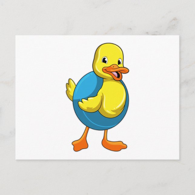 Cartão Postal Pato na Natação com Boia (Frente)