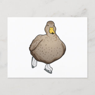 Cartão Postal Pato Patinação no gelo Patins de gelo