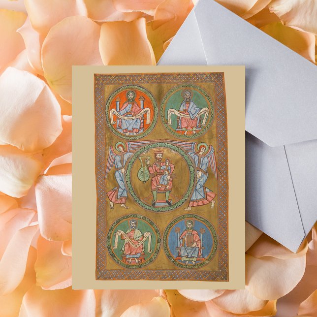 Cartão Postal Patriarcas Abraão Isaac Jacob Manuscrito Medieval (Patriarchs Abraham Isaac Jacob Medieval Manuscript Crhistian Old Testament Postcard)