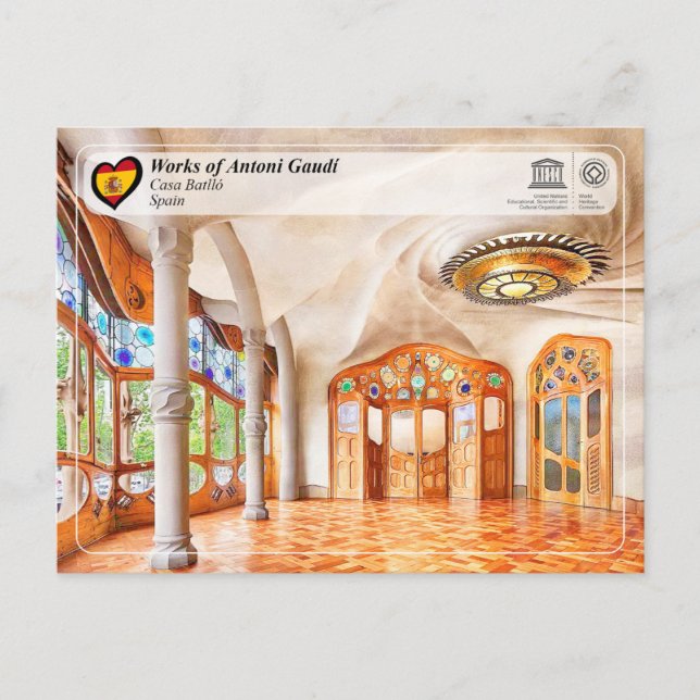 Cartão Postal Património Mundial da UNESCO - Antoni Gaudí - Casa (Frente)