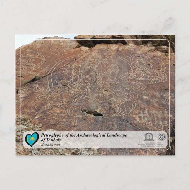 Cartão Postal Património Mundial da UNESCO - Petroglifos de Tanb (Frente)