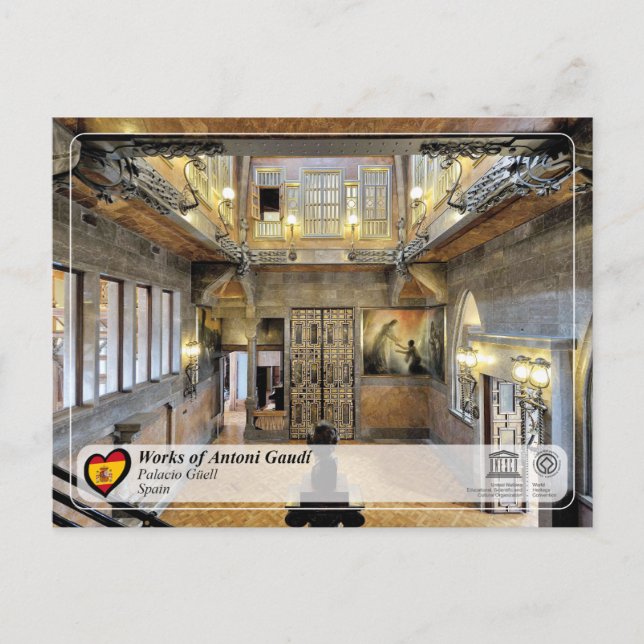 Cartão Postal Património Mundial UNESCO - Antoni Gaudí - Palácio (Frente)