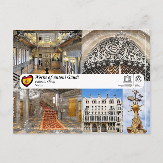 Cartão Postal Património Mundial UNESCO - Antoni Gaudí - Palácio (Frente)