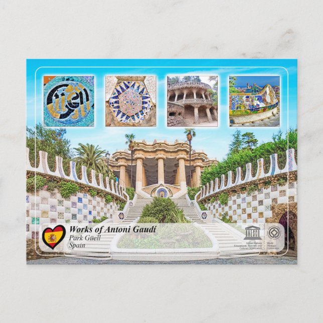 Cartão Postal Património Mundial UNESCO - Antoni Gaudí - Park Gü (Frente)