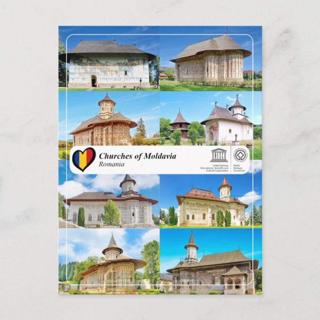 Cartão Postal Património Mundial UNESCO - Igrejas da Moldávia (Frente)