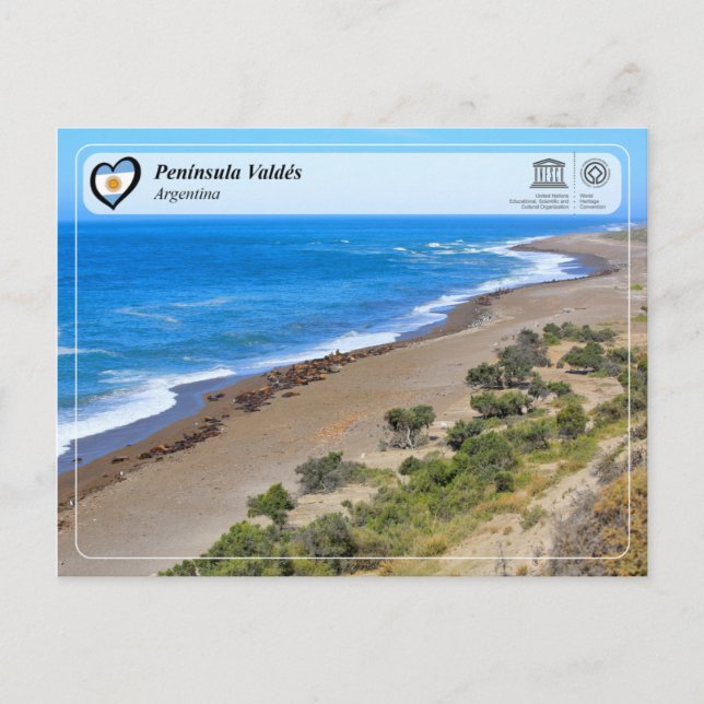 Cartão Postal Património Mundial UNESCO - Península Valdés (Frente)
