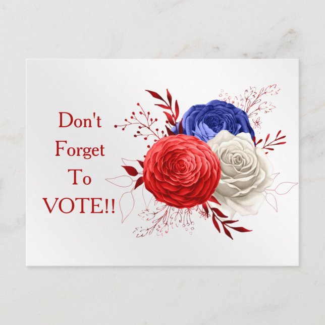 Cartão Postal Patriotic Bloom Trio Vote Reminder (Frente)
