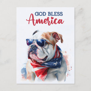 Cartão Postal Patriotic Dog Bulldog, Cartão-postal para a Améric