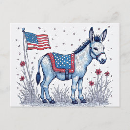 Cartão Postal Patriotic Donkey Illustration Vote