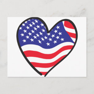Cartão Postal Patriotic Heart - USA Flag