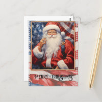 Patriotic Santa Claus Watercolor