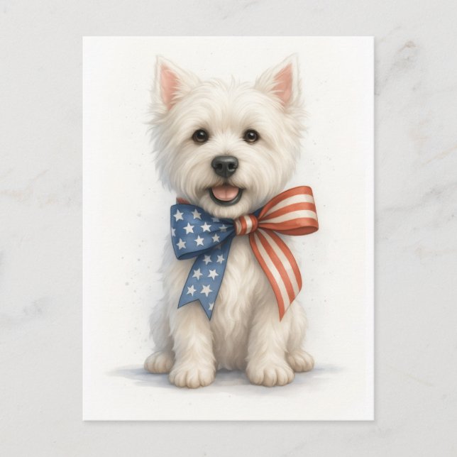 Cartão Postal Patriotic Westie (Frente)