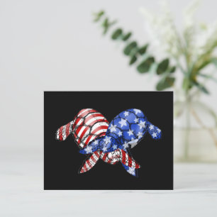 Cartão Postal Patriótica Turtle American Flag Shirt 4 De Julho