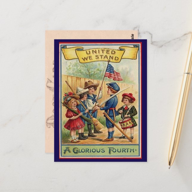 Cartão Postal Patriótico Cute Vintage (Frente/Verso In Situ)
