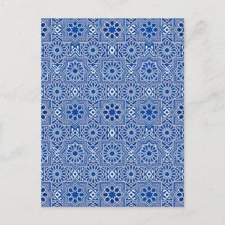 Cartão Postal Patrón Geométrico de Azulejo Tradicionales en Azul