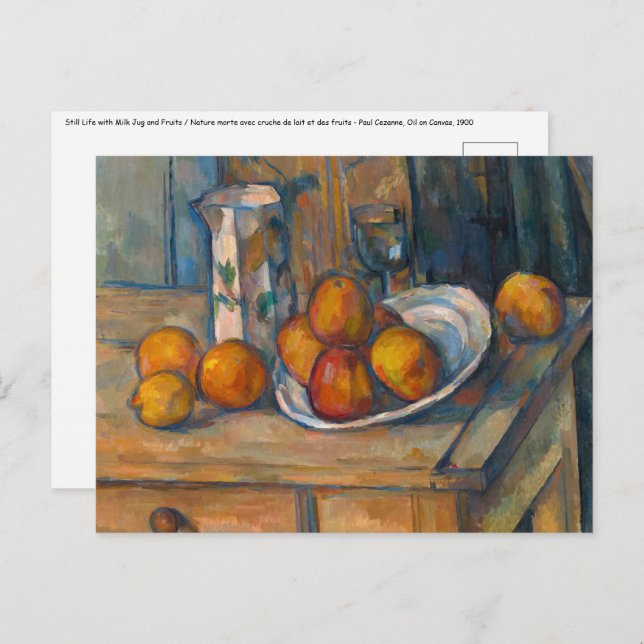 Cartão Postal Paul Cezanne - A Vida Estática com Jug de Leite e  (Frente/Verso)