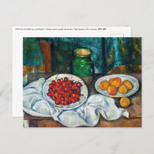 Cartão Postal Paul Cezanne - Ainda vive com cerejas e caçadores