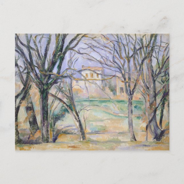 Cartão Postal Paul Cezanne | Árvores e casas, 1885-86 (Frente)