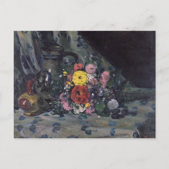 Cartão Postal Paul Cezanne | Buquê de Dahlias Amarelas, c.1873 (Frente)