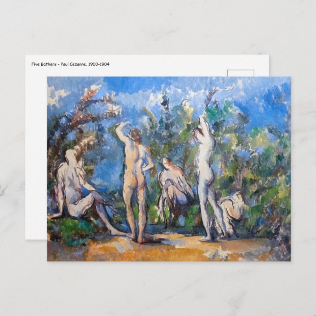 Cartão Postal Paul Cezanne - Cinco Bathers (Frente/Verso)