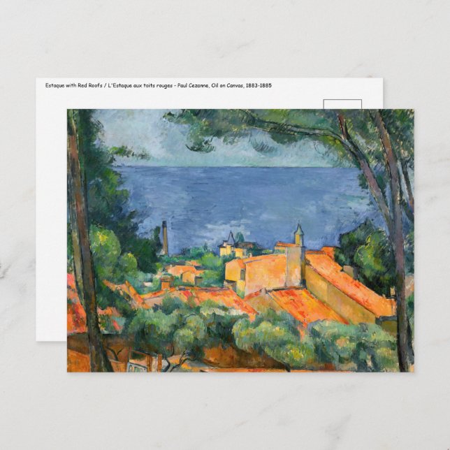Cartão Postal Paul Cezanne - Estaque com Telhados Vermelhos (Frente/Verso)