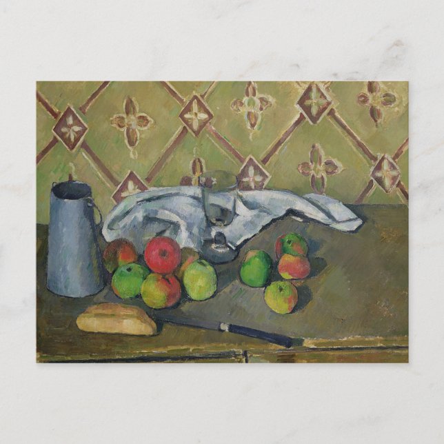 Cartão Postal Paul Cezanne | Frutas, Serviette e milk Jug, c.18 (Frente)