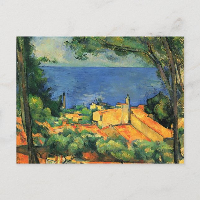 Cartão Postal Paul Cézanne - L'Estaque com Telhados Vermelhos (Frente)