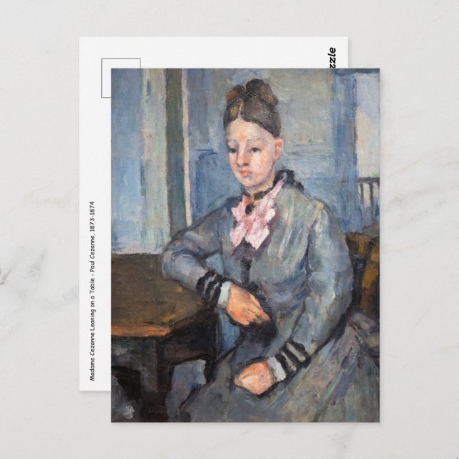 Cartão Postal Paul Cezanne - Madame Cezanne Lening em uma Mesa (Frente/Verso)