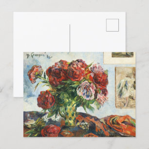 Cartão Postal Paul Gauguin ainda vive com peonies clássicos