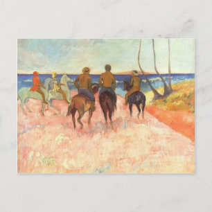 Cartão Postal Paul Gauguin- Cavaleiros na praia