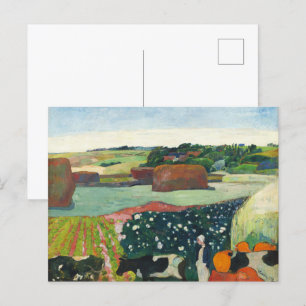 Cartão Postal Paul Gauguin Haystacks na Bretanha, no interior