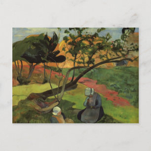 Cartão Postal Paul Gauguin - Paisagem com duas mulheres breton