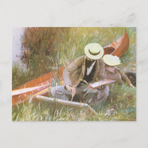 Cartão Postal Paul Helleu Desenho com Sua Esposa por JS Sargent