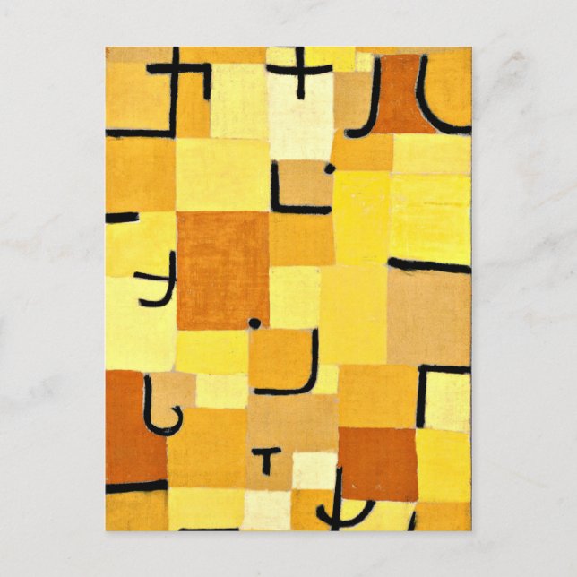 Cartão Postal Paul Klee art: Caracteres em Amarelo (Frente)