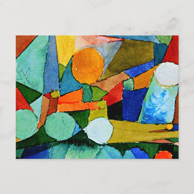 Cartão Postal Paul Klee: Colour Shapes abstract art (Frente)