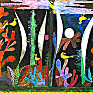 Cartão Postal Paul Klee: Paisagem com pintura de aves amarelas