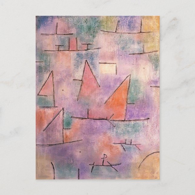 Cartão Postal Paul Klee - Porto com navios à vela (Frente)