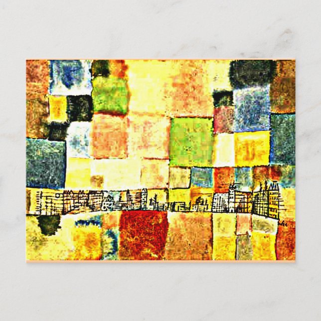 Cartão Postal Paul Klee trabalho de arte, Neuer Stadtteil em M (Frente)