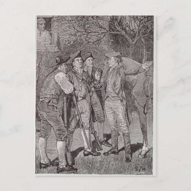 Cartão Postal Paul Revere em Lexington (Frente)