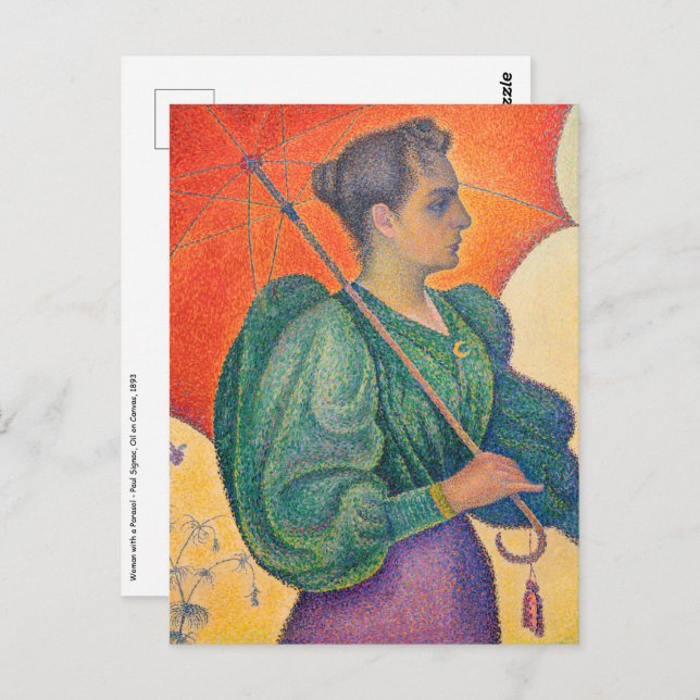 Cartão Postal Paul Signac - Mulher com Guarda-Sol (Frente/Verso)