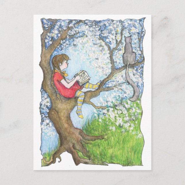 Cartão Postal Pauline lendo a árvore (Frente)