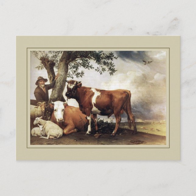 Cartão Postal Paulus Potter, 'Young Bull' 1647 (Frente)