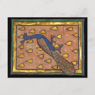 Cartão Postal Pavão do Bestiário Medieval c. 1270