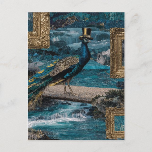 Cartão Postal Pavão em um Chapéu Superior (Frente)