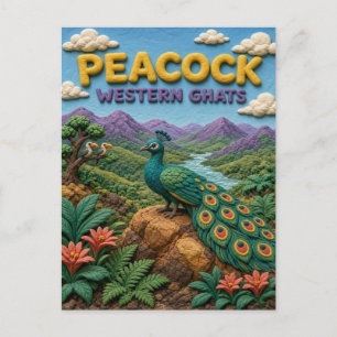 Cartão Postal Pavão Ghats Ocidentais Moderno KlayKoo