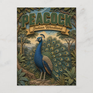 Cartão Postal Pavão Woodland Indiano POPCUT